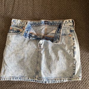 Acid wash denim skirt